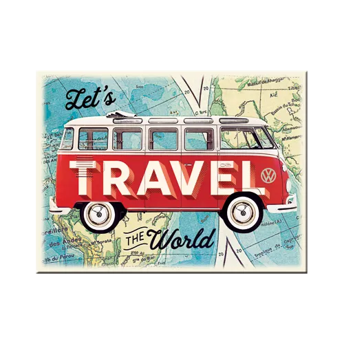 nostalgic-art-vw-bulli-let-s-travel-the-world-magnete-da-frigo-6x8-cm image 1