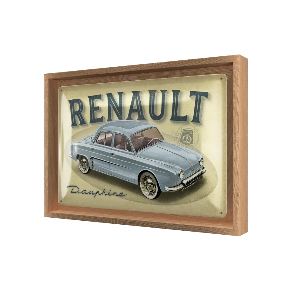 nostalgic-art-renault-dauphine-n-frame-m-edition-insegna-in-metallo-con-cornice- image 1