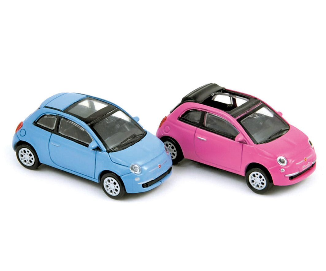 norev-pack-x4-fiat-500-twinair-blue-e-500c-so-pink-2010-modellini-auto-1-87-mini image 1