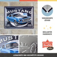 nostalgic-art-ford-mustang-1969-mach-1-blue-targa-in-metallo-30x40-cm image 4