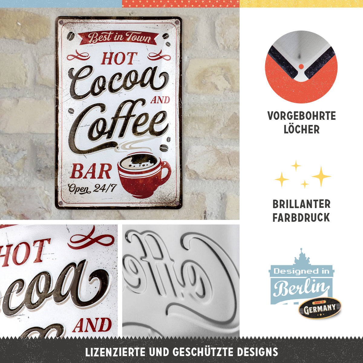 nostalgic-art-cartello-in-metallo-hot-cocoa-coffee-targa-retro-incisa-20x30-cm image 2
