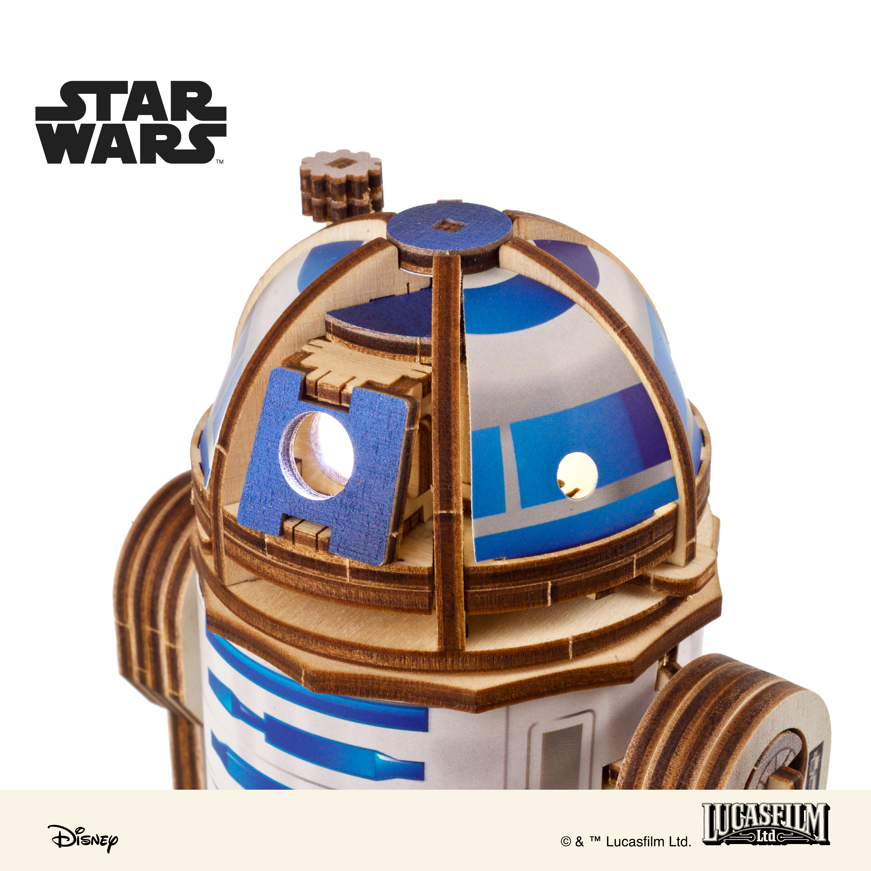 ugears-r2-d2-star-wars-modellino-3d-in-legno-colorato-con-led image 8