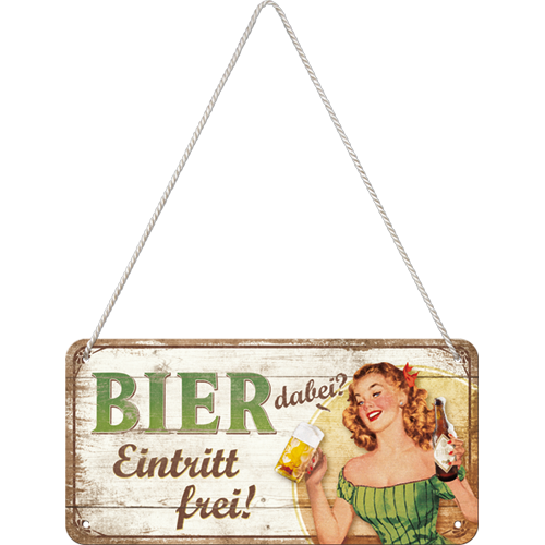 nostalgic-art-bier-dabei-eintritt-frei-targa-appendibile-in-metallo-10x20-cm image 2