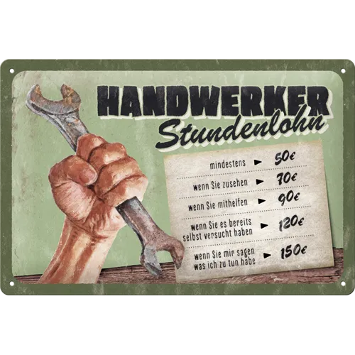 nostalgic-art-handwerker-stundenlohn-targa-in-metallo-20x30-cm-2 image 1
