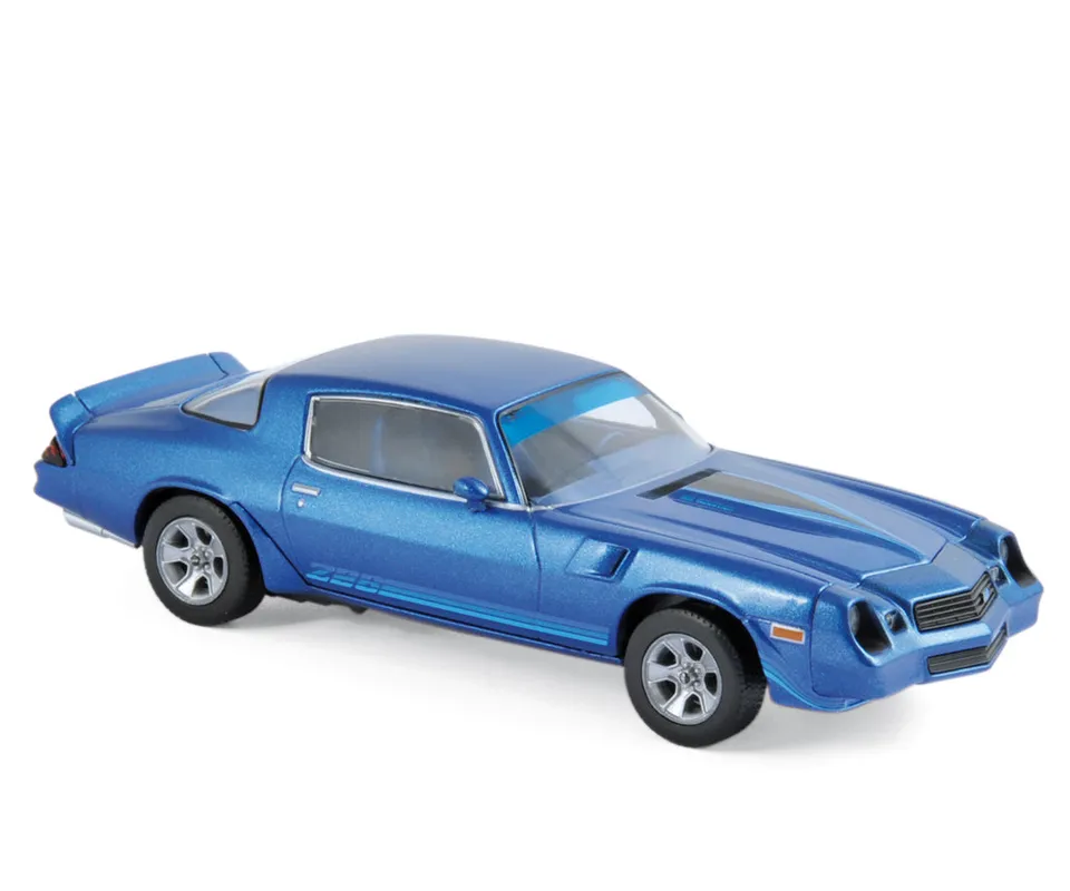 norev-chevrolet-camaro-z28-1980-blu-metallizzato-con-strisce-blu-1-43 image 1