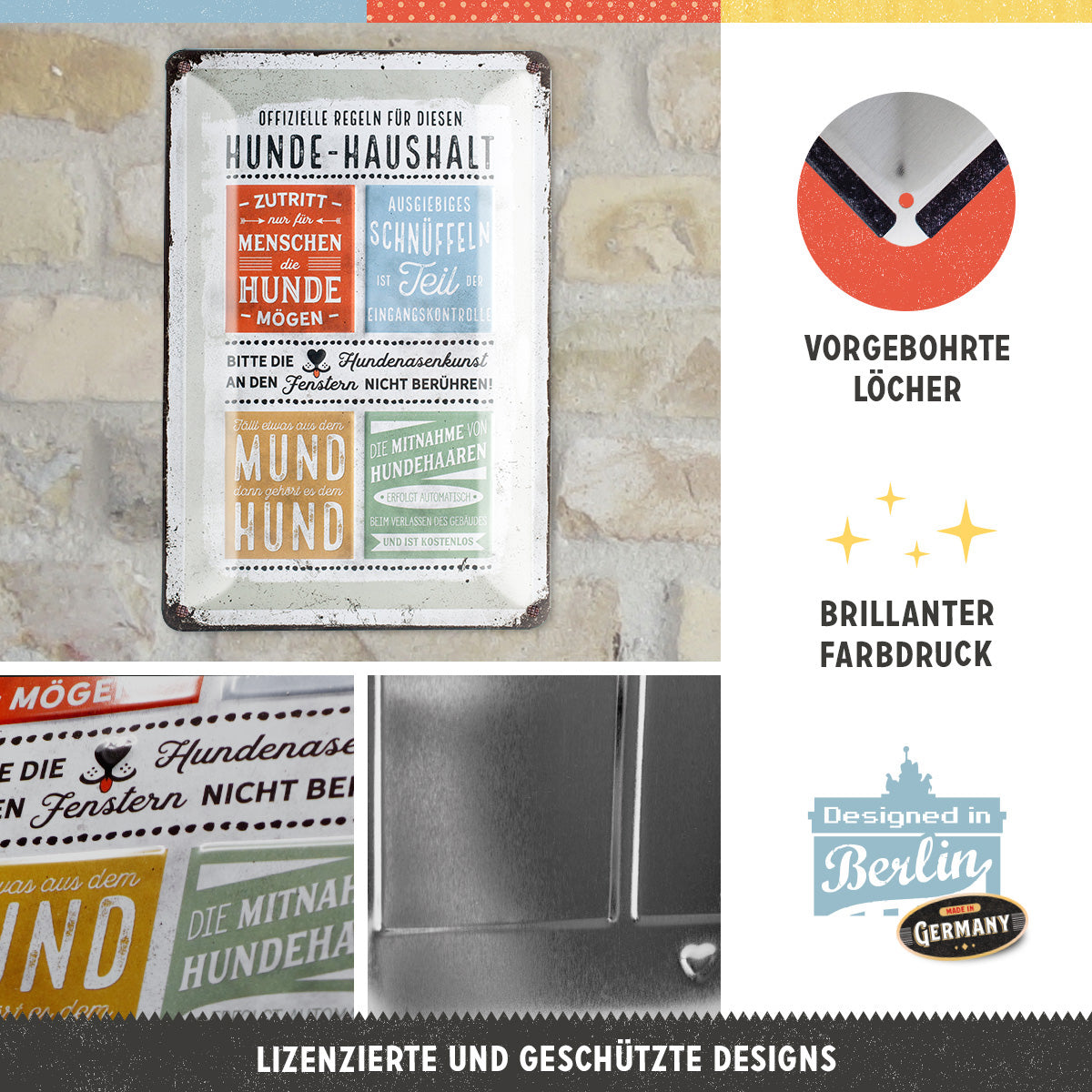 nostalgic-art-pfotenschild-hunde-haushalt-regeln-targa-in-metallo-20x30-cm image 2