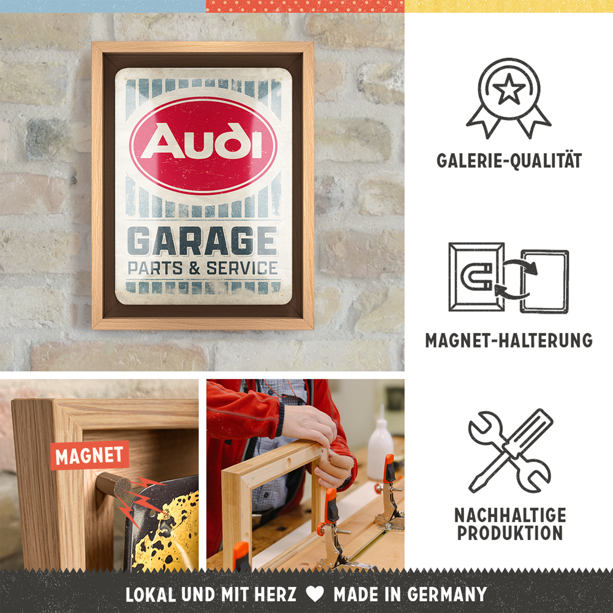 nostalgic-art-audi-garage-n-frame-s-edition-cornice-in-legno-con-targa-in-metall image 3