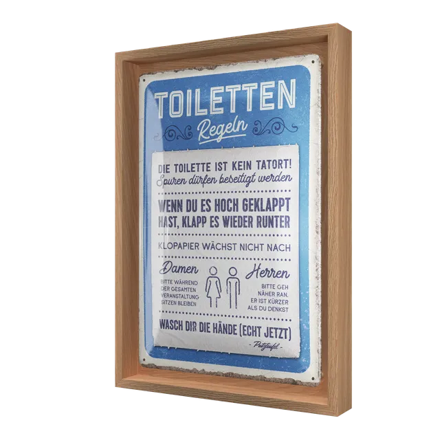 nostalgic-art-toiletten-regeln-n-frame-m-targa-con-cornice-24x33-5-cm image 1