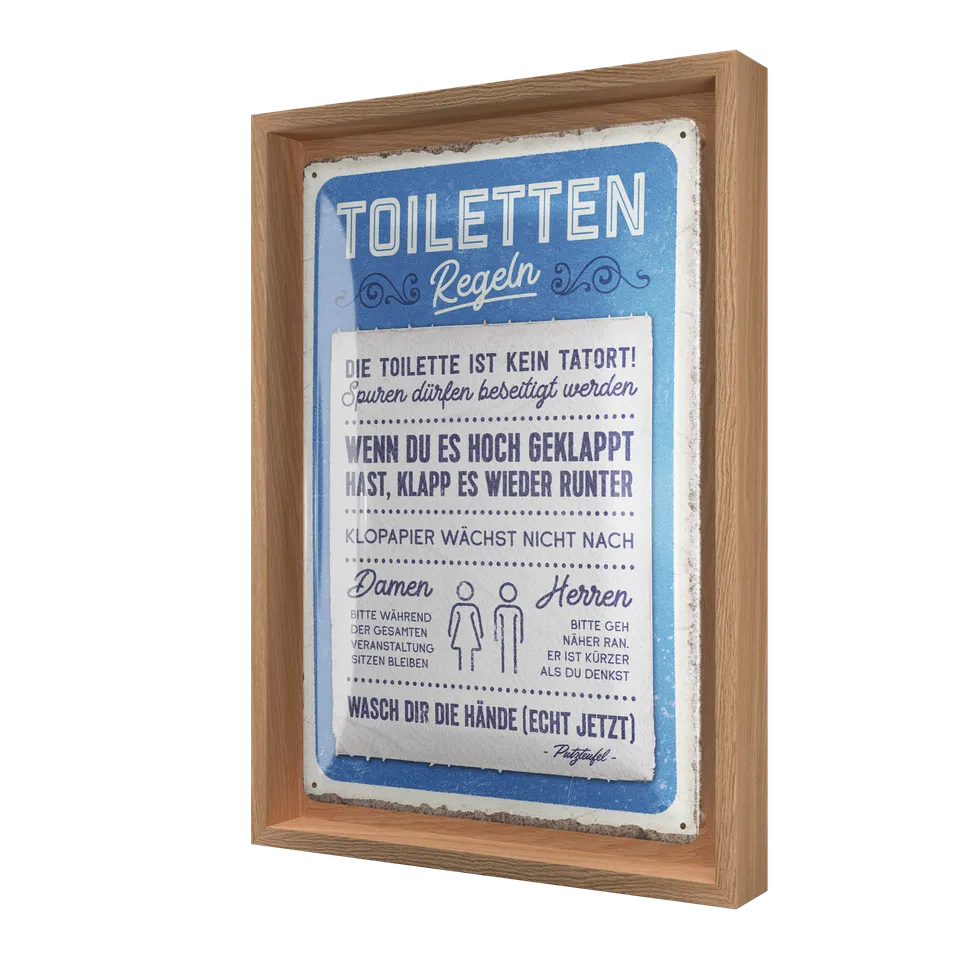 nostalgic-art-toiletten-regeln-n-frame-m-targa-con-cornice-24x33-5-cm image 1