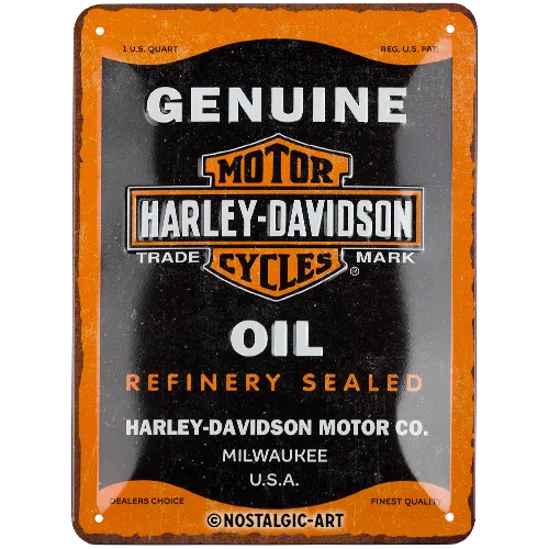 nostalgic-art-harley-davidson-genuine-oil-targa-in-metallo-15x20-cm image 1