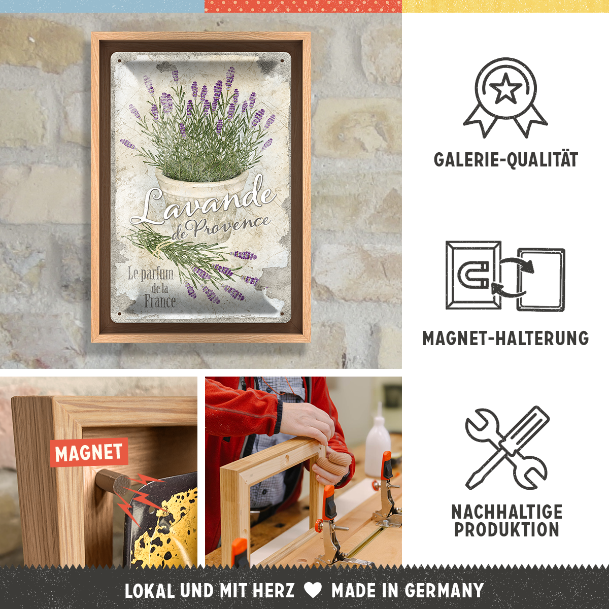 nostalgic-art-lavande-de-provence-n-frame-m-edition-cornice-in-legno-con-insegna image 3
