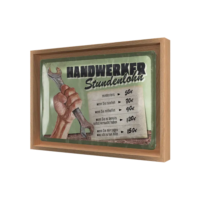 nostalgic-art-handwerker-stundenlohn-targa-metallo-con-cornice-n-frame-m-24x33-5 image 1
