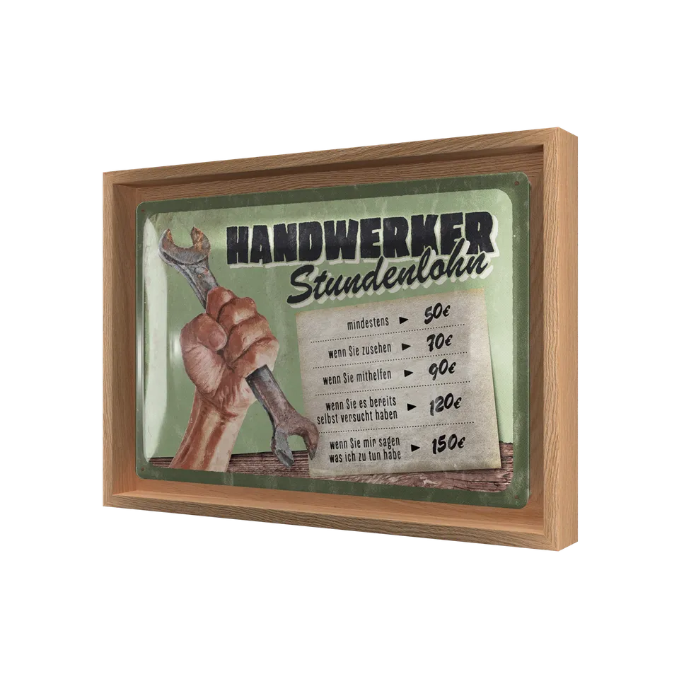 nostalgic-art-handwerker-stundenlohn-targa-metallo-con-cornice-n-frame-m-24x33-5 image 1