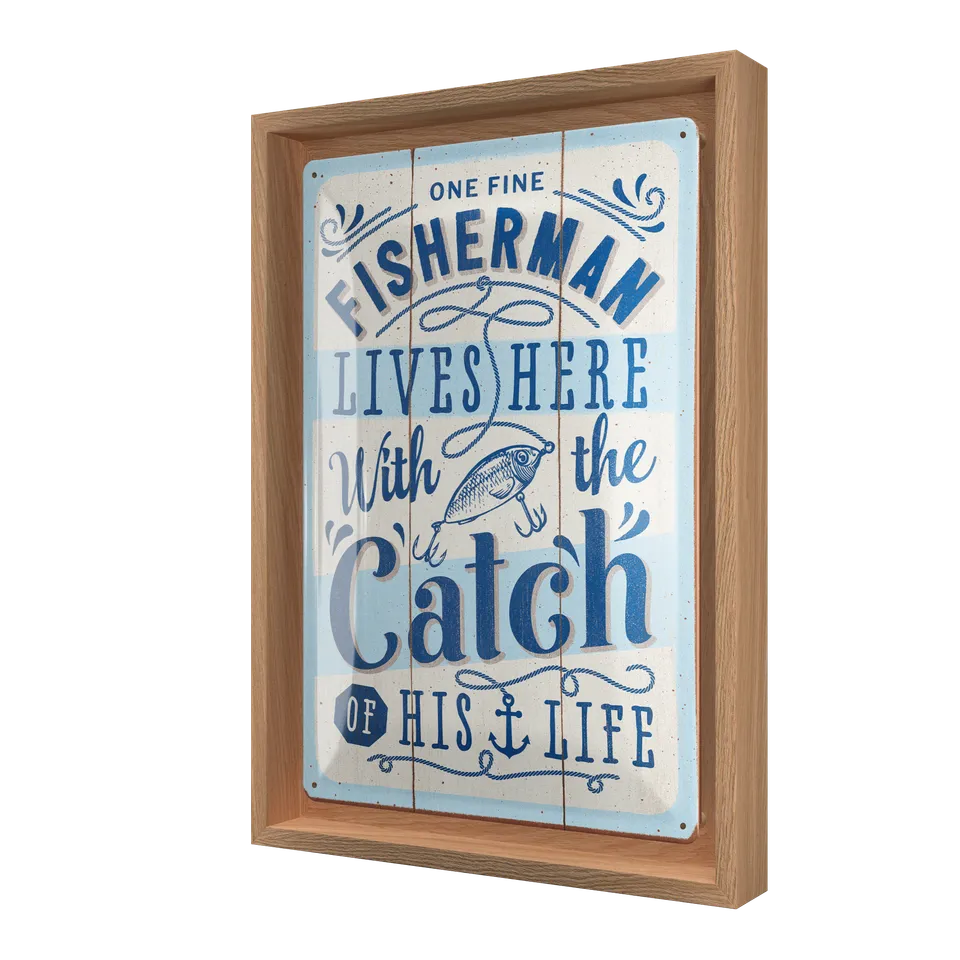 nostalgic-art-fisherman-catch-n-frame-m-edition-targa-con-cornice-24x33-5-cm image 1