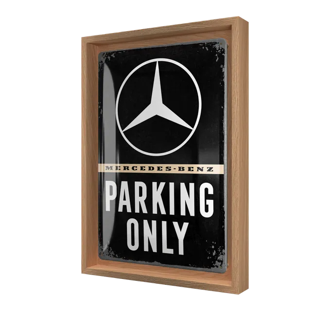 nostalgic-art-mercedes-benz-parking-only-n-frame-m-edition-cornice-in-legno-24x3 image 1