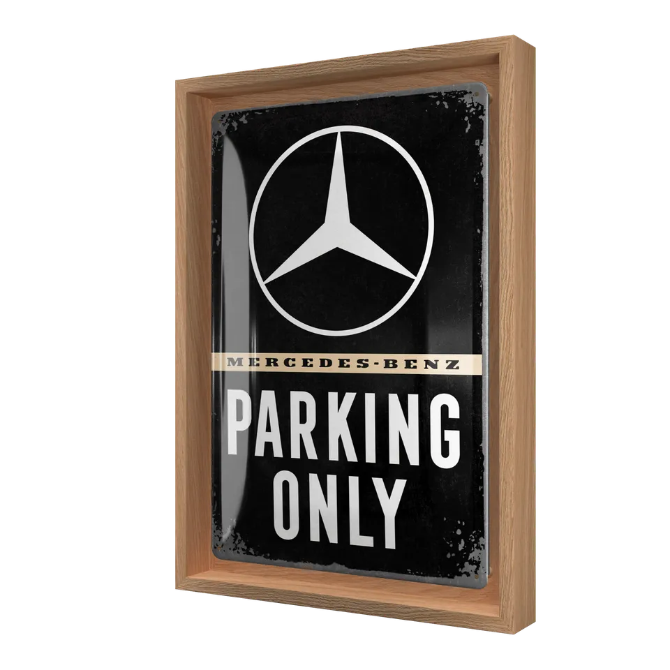 nostalgic-art-mercedes-benz-parking-only-n-frame-m-edition-cornice-in-legno-24x3 image 1