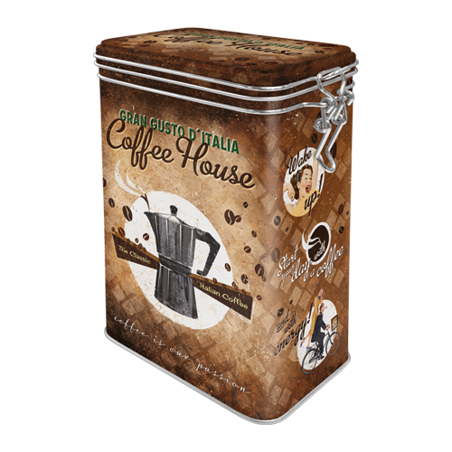 nostalgic-art-coffee-house-scatola-in-metallo-con-coperchio-clip-top image 1
