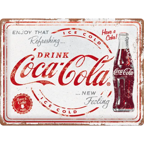 nostalgic-art-coca-cola-refreshing-new-feeling-targa-in-metallo-30x40-cm image 1