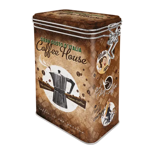 nostalgic-art-coffee-house-scatola-in-metallo-con-coperchio-clip-top image 1