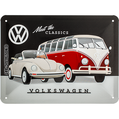 nostalgic-art-vw-meet-the-classics-targa-in-metallo-15x20-cm image 1