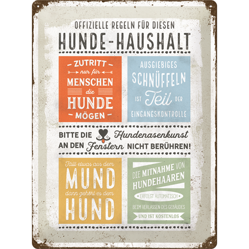 nostalgic-art-pfotenschild-hunde-haushalt-regeln-targa-in-metallo-30x40-cm-2 image 1