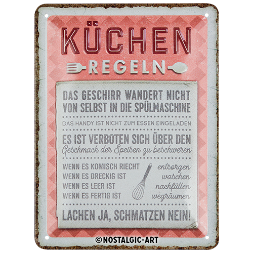 nostalgic-art-k-chen-regeln-targa-in-metallo-15x20-cm image 1