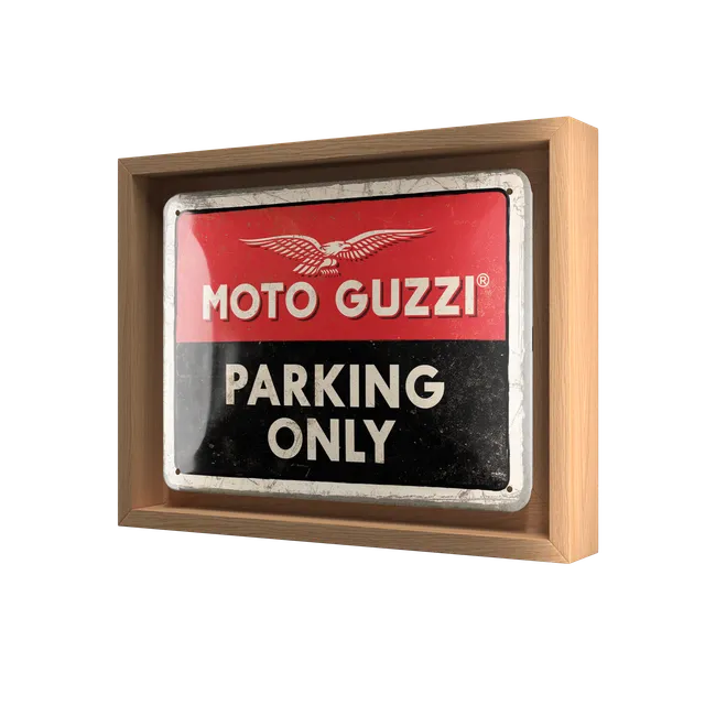 nostalgic-art-moto-guzzi-parking-only-targa-in-metallo-con-cornice-n-frame-s-edi image 1