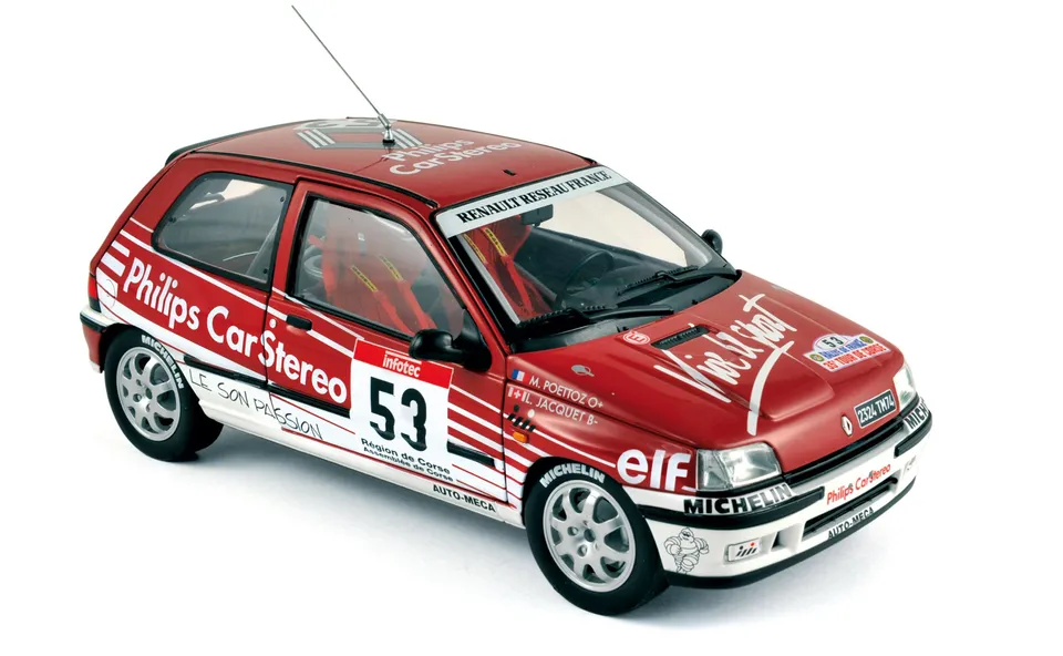 norev-renault-clio-16s-rally-tour-de-corse-1991-n-53-modellino-1-18 image 1