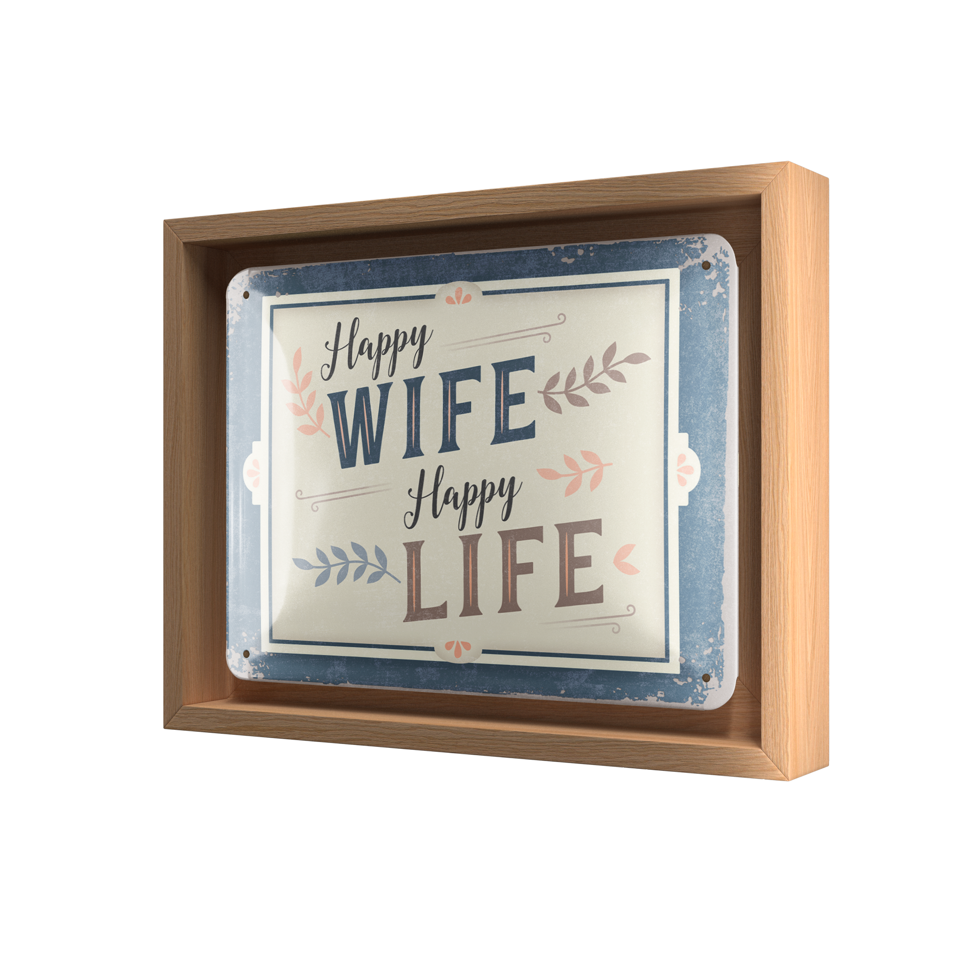 nostalgic-art-happy-wife-happy-life-n-frame-s-edition-cornice-legno-18-5x24-cm image 1