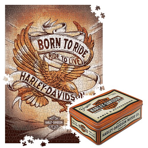 nostalgic-art-harley-davidson-born-to-ride-eagle-2-puzzle-1000-pezzi-in-scatola- image 1