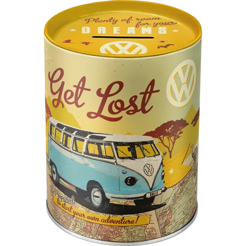 nostalgic-art-vw-bulli-let-s-get-lost-salvadanaio-in-metallo-1-litro image 1