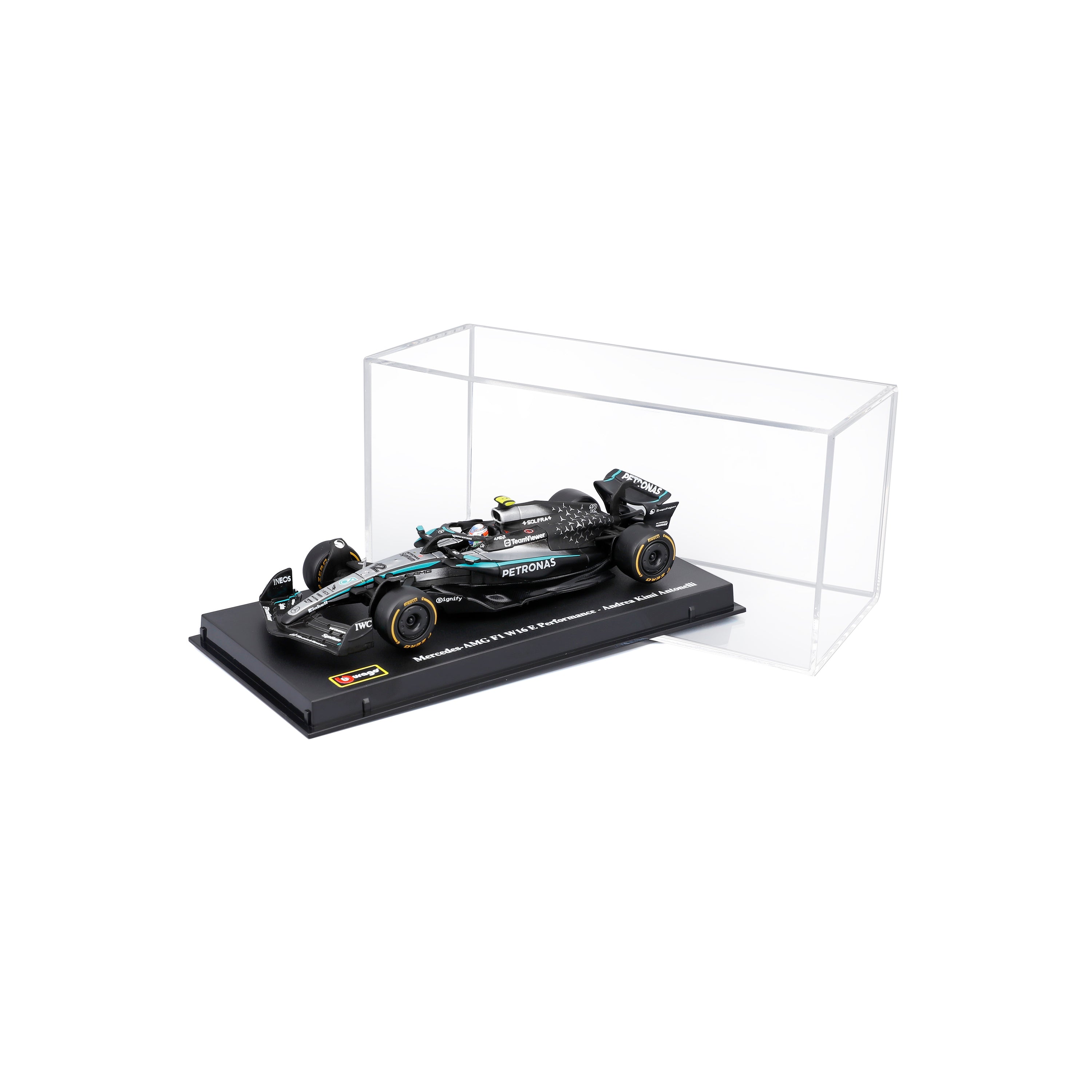 bburago-f1-mercedes-amg-w16-2025-12-kimi-antonelli-modellino-auto-1-43-con-base- image 1