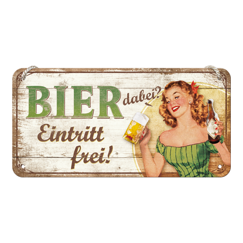 nostalgic-art-bier-dabei-eintritt-frei-targa-appendibile-in-metallo-10x20-cm image 1