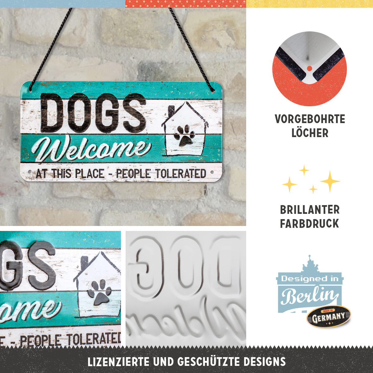 nostalgic-art-pfotenschild-dogs-welcome-insegna-metallo-da-appendere-10x20-cm image 4