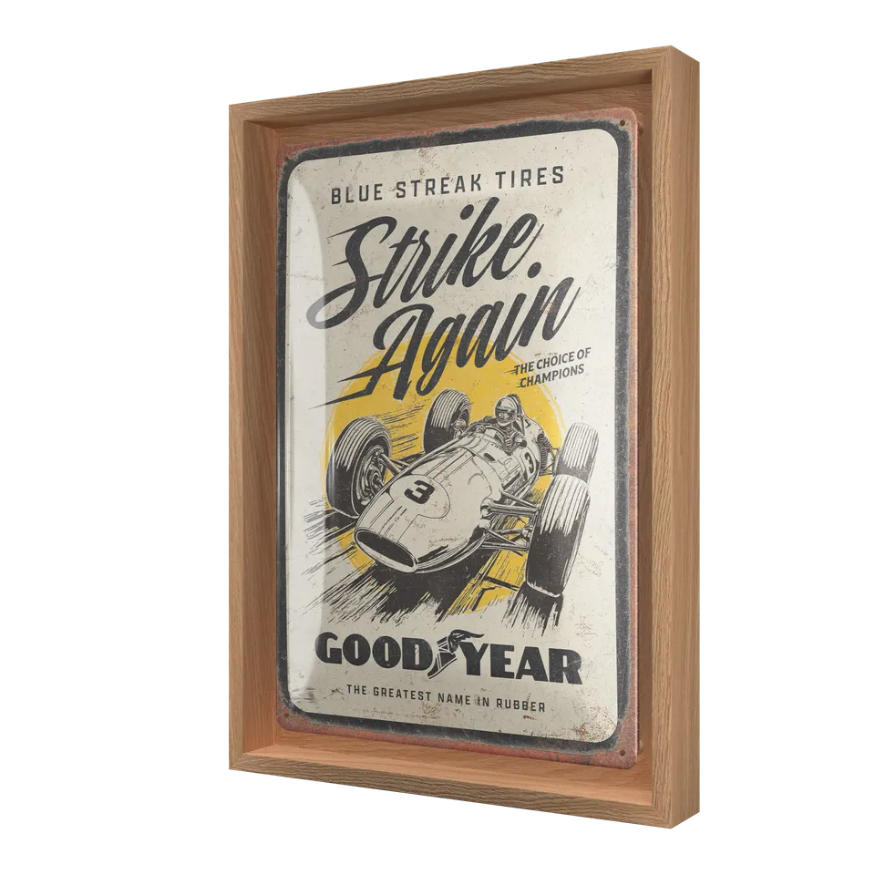 nostalgic-art-goodyear-blue-strikes-again-targa-con-cornice-n-frame-m-24x33-5-cm image 1