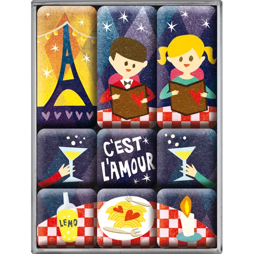 nostalgic-art-c-est-l-amour-set-di-magneti-decorativi-7-x-9-cm-con-box-regalo image 1