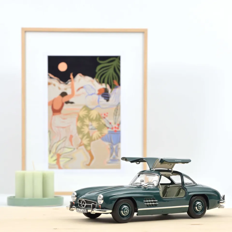norev-mercedes-benz-300-sl-1954-modellino-auto-1-18-verde-con-interni-beige image 1