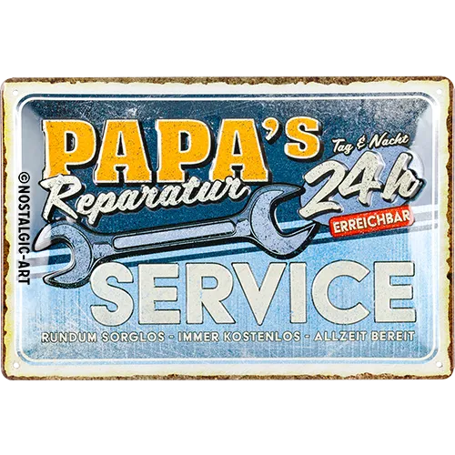 nostalgic-art-papa-s-service-targa-in-metallo-20x30-cm image 1