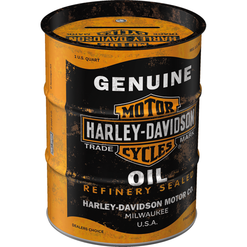 nostalgic-art-harley-davidson-genuine-oil-salvadanaio-fusto-olio-600-ml image 1