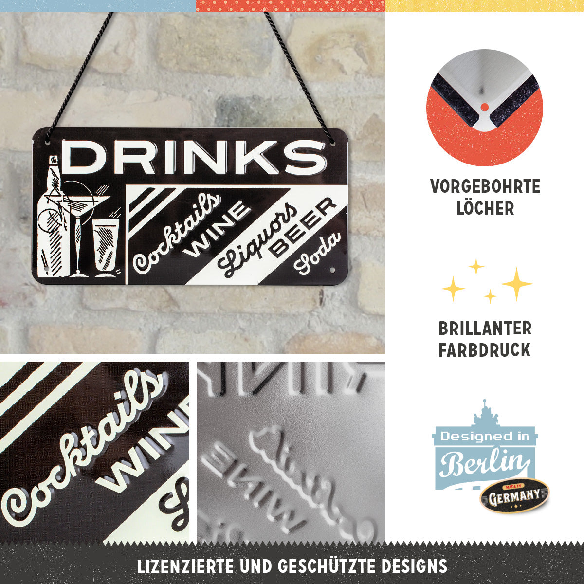 nostalgic-art-drinks-targhetta-da-appendere-in-metallo-10x20-cm image 2