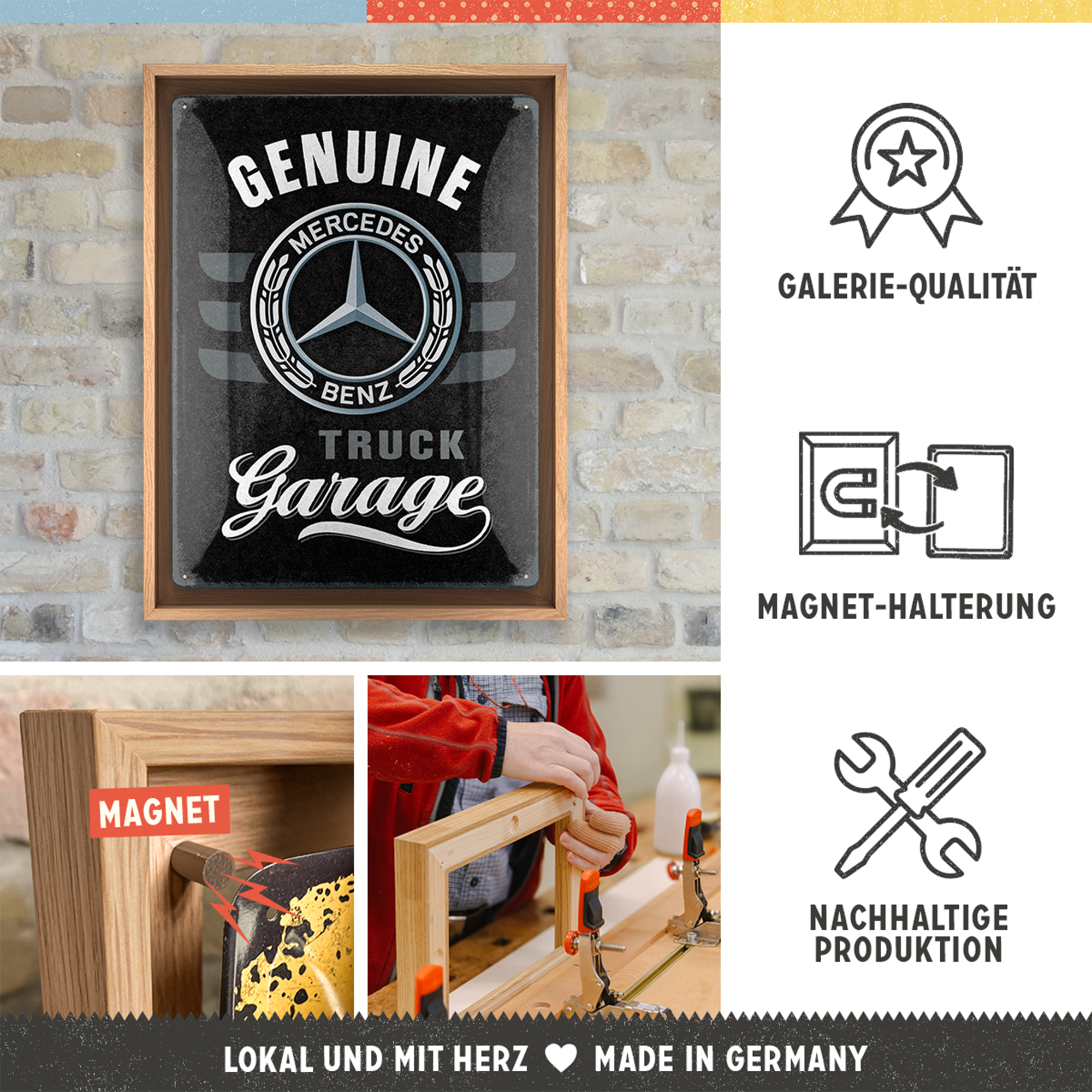 nostalgic-art-daimler-truck-garage-n-frame-l-edition-cornice-in-legno-con-insegn image 3