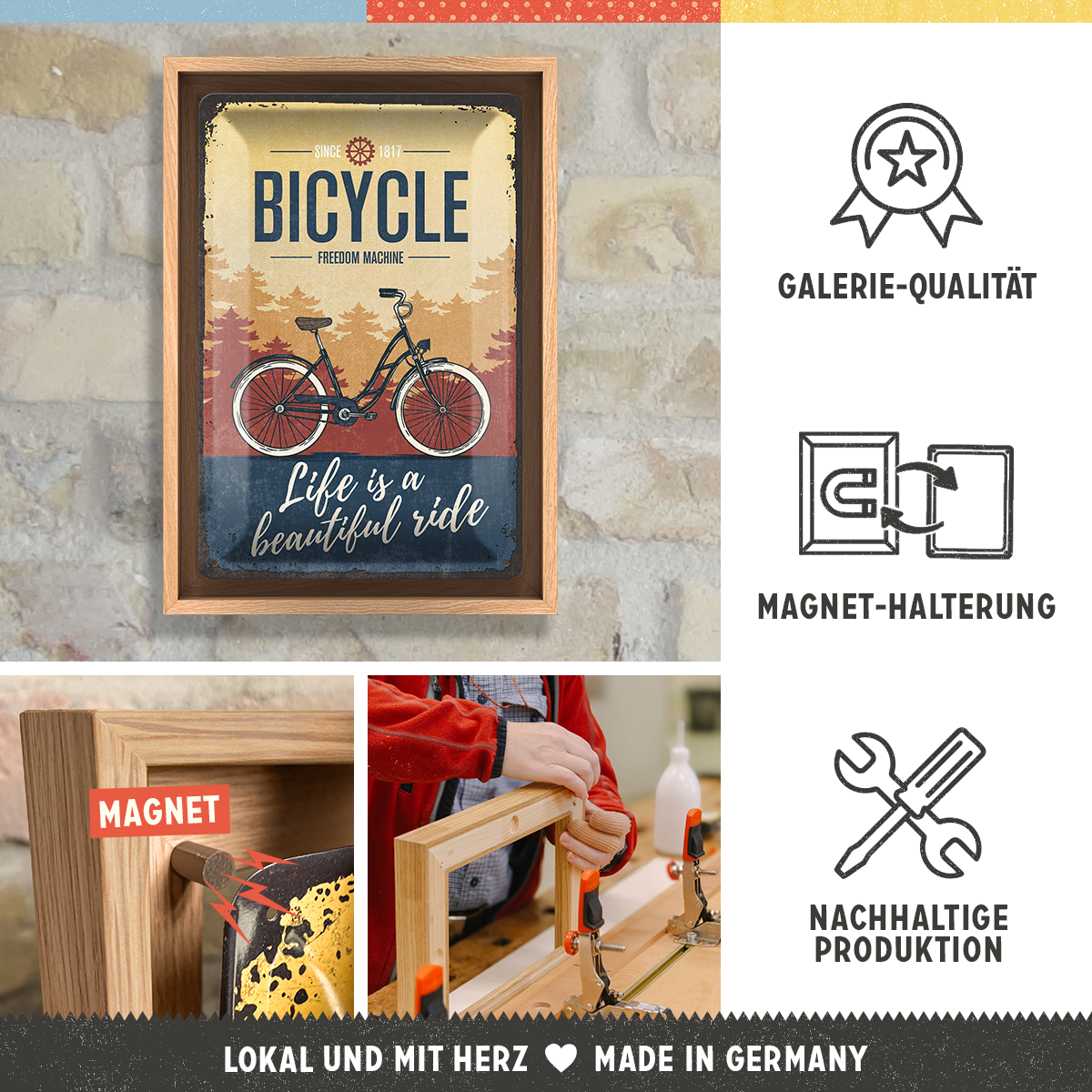nostalgic-art-bicycle-beautiful-ride-n-frame-m-edition-cornice-magnetica-a4 image 3