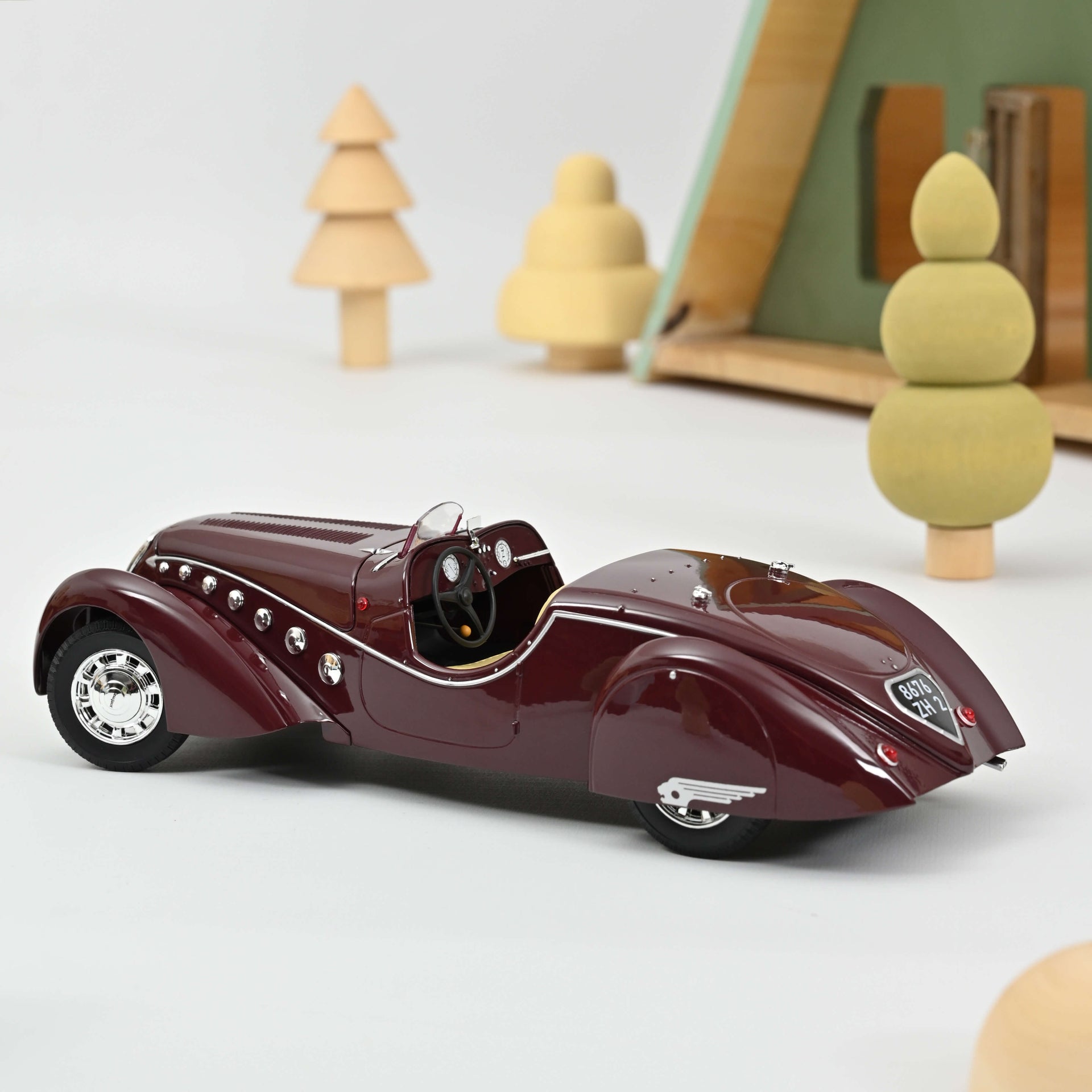 norev-peugeot-302-darl-mat-roadster-1937-dark-red-modellino-auto-1-18 image 1