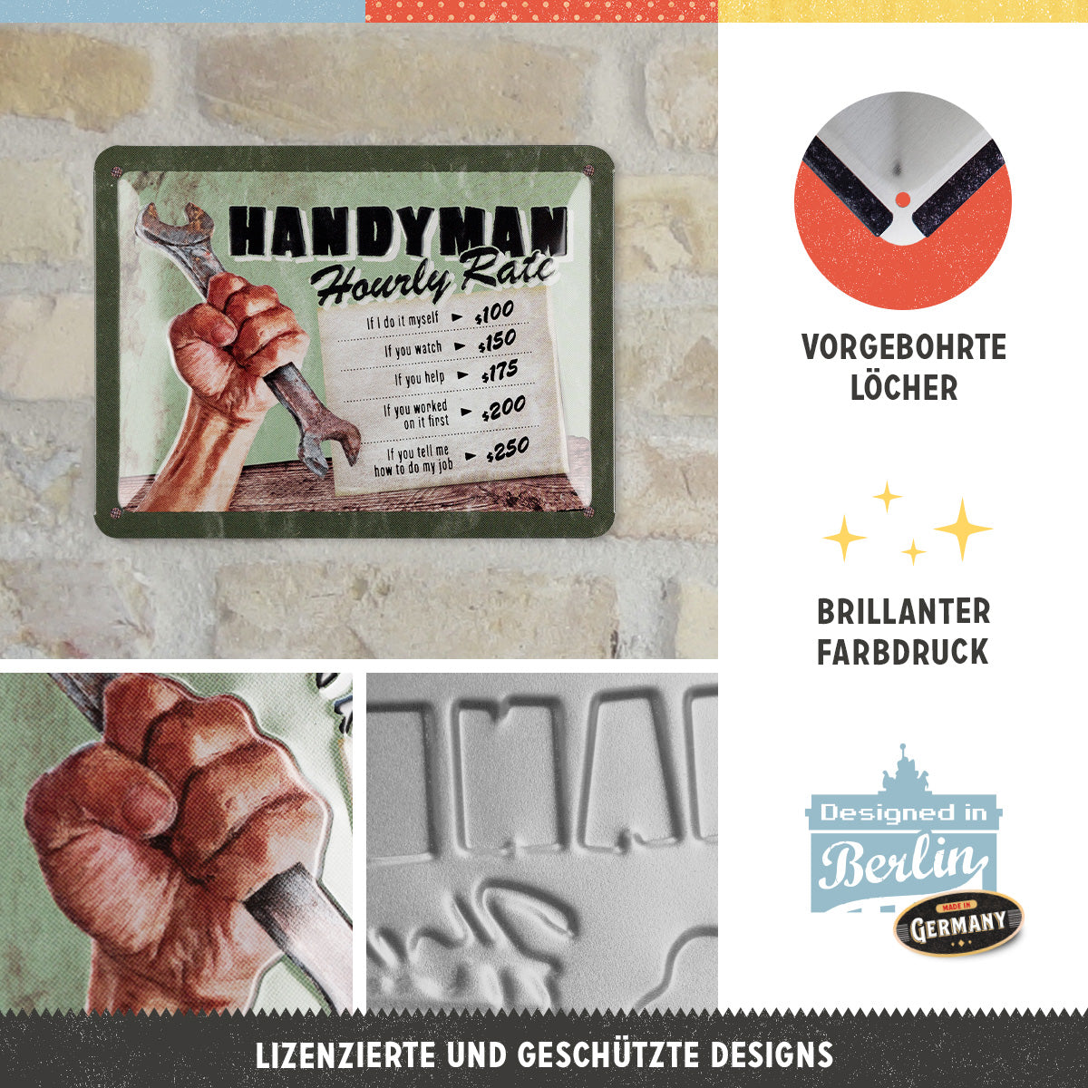 nostalgic-art-handyman-hourly-rate-targa-in-metallo-15x20-cm image 2
