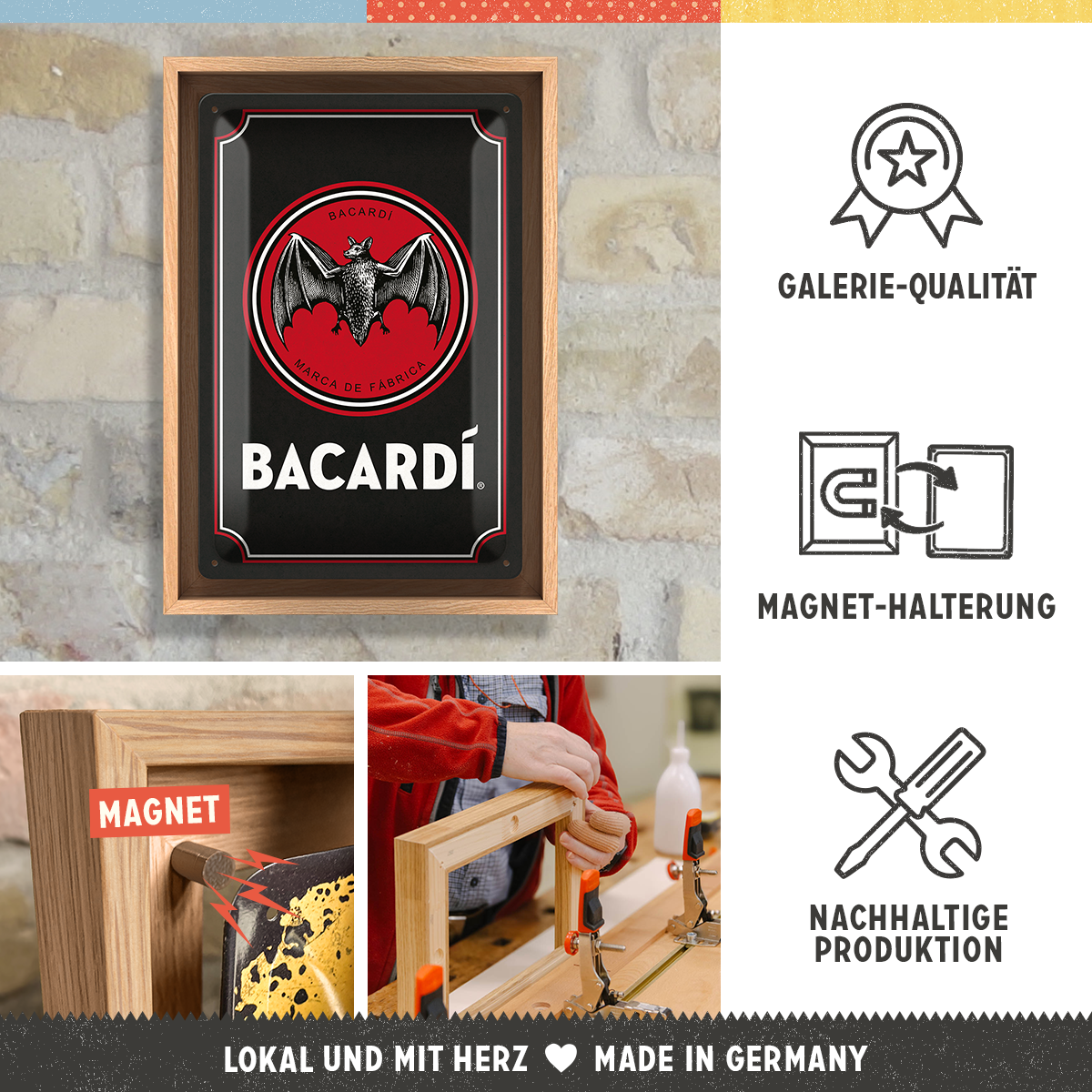 nostalgic-art-bacardi-logo-black-n-frame-m-cornice-rovere-24x33-5-cm image 3