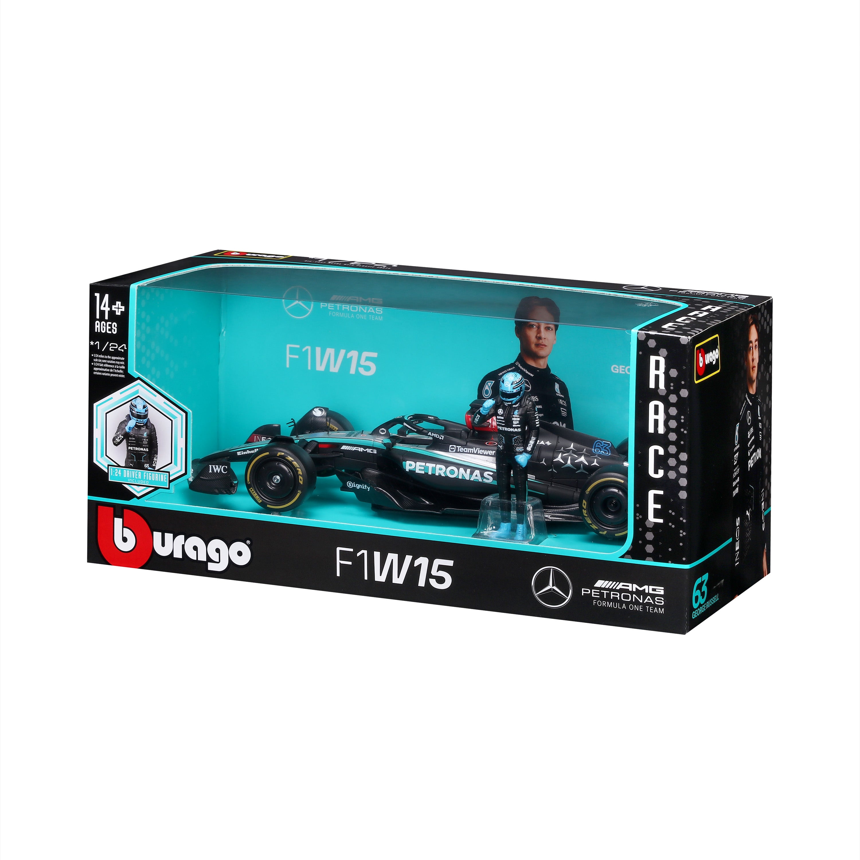 bburago-mercedes-amg-w15-e-performance-63-russell-con-pilota-1-24-f1-2024 image 8