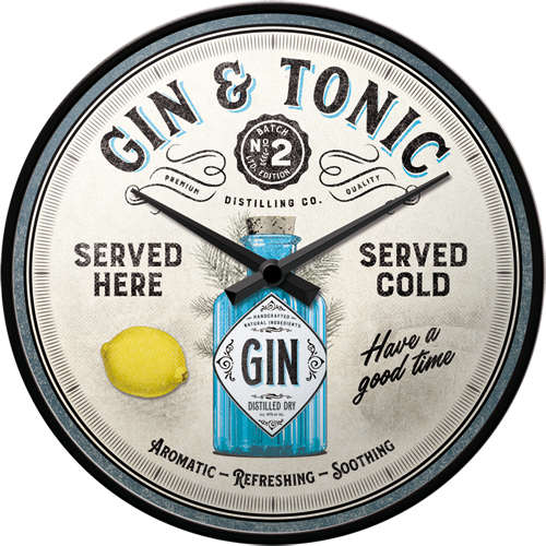 nostalgic-art-gin-tonic-served-here-orologio-da-parete-31-cm-2 image 1