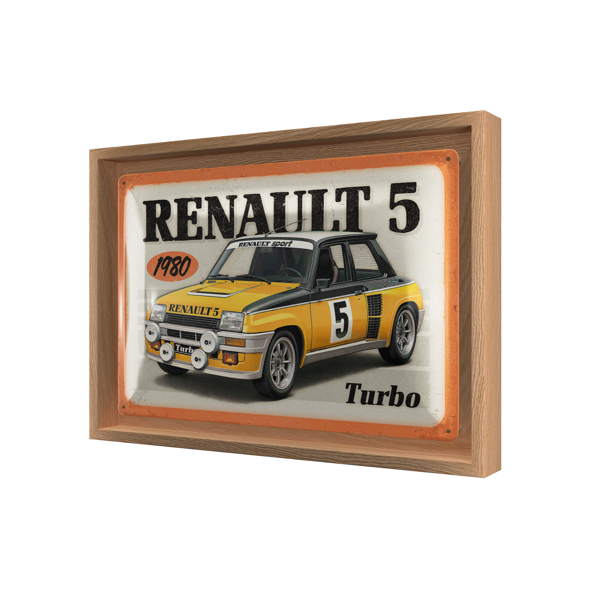 nostalgic-art-renault-r5-turbo-1980-n-frame-m-edition-insegna-metallo-con-cornic image 1