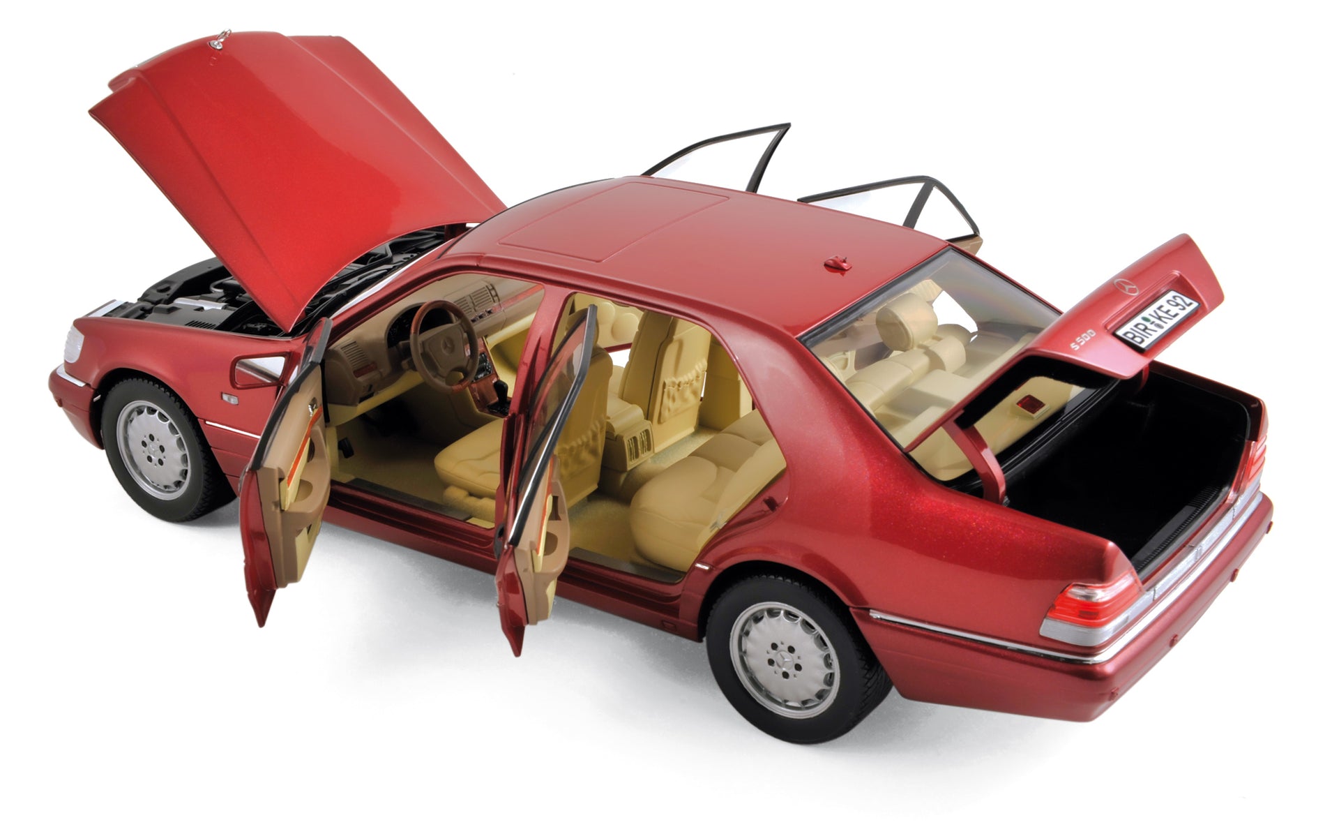 norev-mercedes-benz-s500-1997-rosso-metallizzato-1-18-modellino-auto image 1