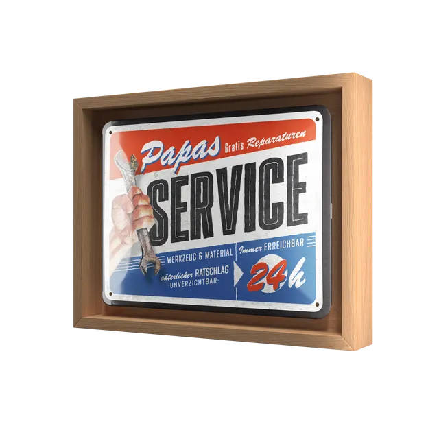 nostalgic-art-papas-service-targa-metallo-con-cornice-n-frame-s-18-5x24-cm image 1